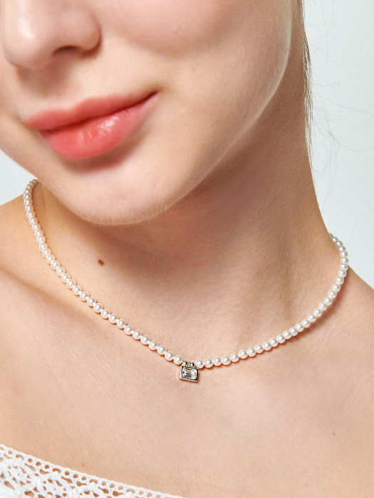 Lucente Swarovski Pearl Silver Necklace In436 [Silver]