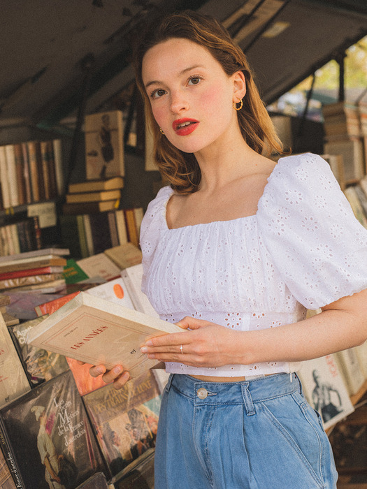 Smocking Eyelet Blouse