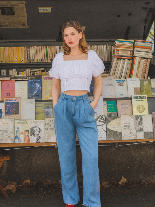 Smocking Eyelet Blouse