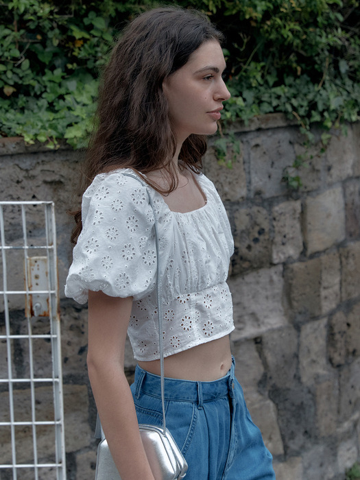 Smocking Eyelet Blouse