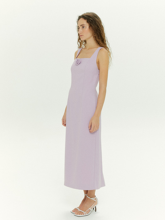Flower Corsage Line Dress in Lilac