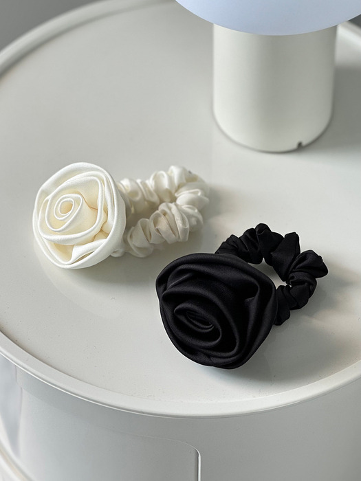 [2type] rose hair tie & scrunchie - black