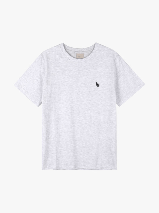 L&R Patch Point Short-Sleeved T-Shirt White Melange
