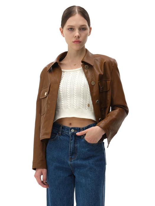 CLASSIC LEATHER JACKET (BROWN)