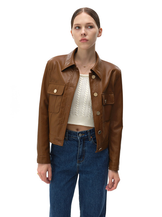 CLASSIC LEATHER JACKET (BROWN)