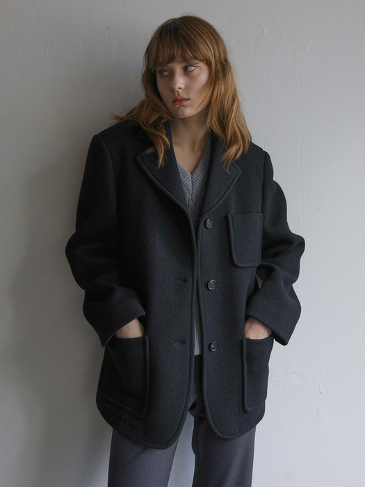 WOOL BLAZER COAT / BLACK