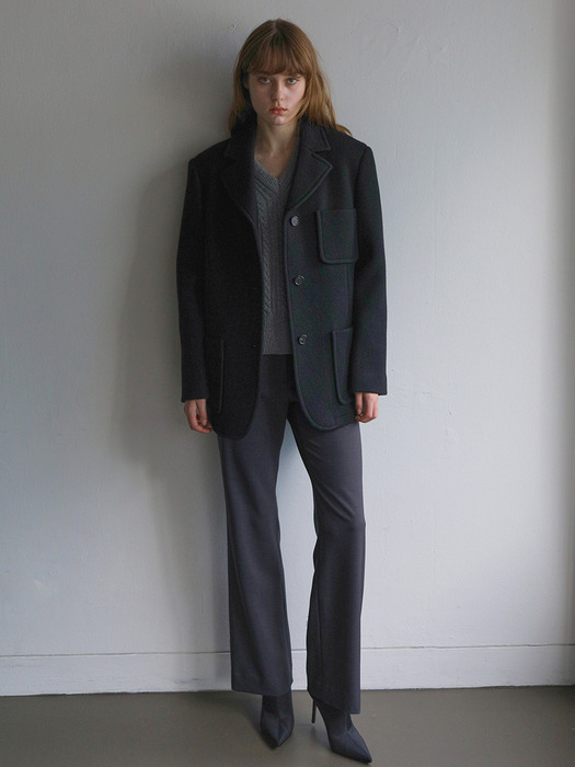 WOOL BLAZER COAT / BLACK