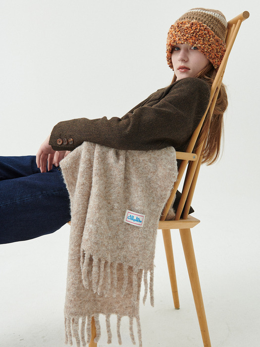 Boucle Tassel Knit Muffler (5 Colors)