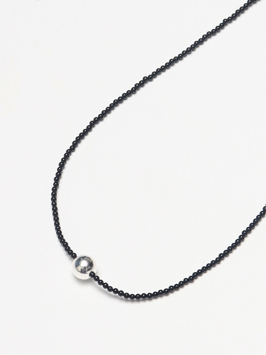 onyx silver ball pendant necklace