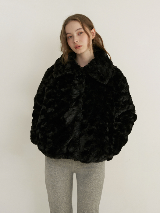 rosie fur jacket - black