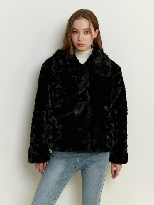 rosie fur jacket - black