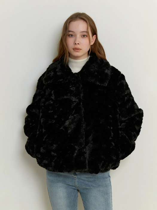 rosie fur jacket - black