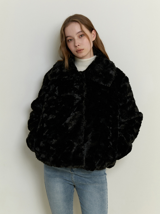 rosie fur jacket - black