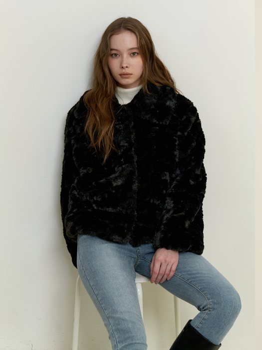 rosie fur jacket - black