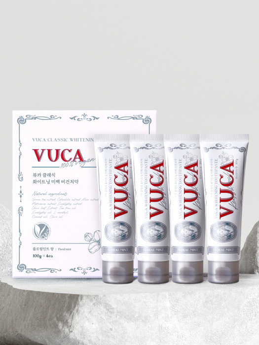 뷰카 클래식 화이트닝 미백 비건치약 플로럴민트향 100g 4개입