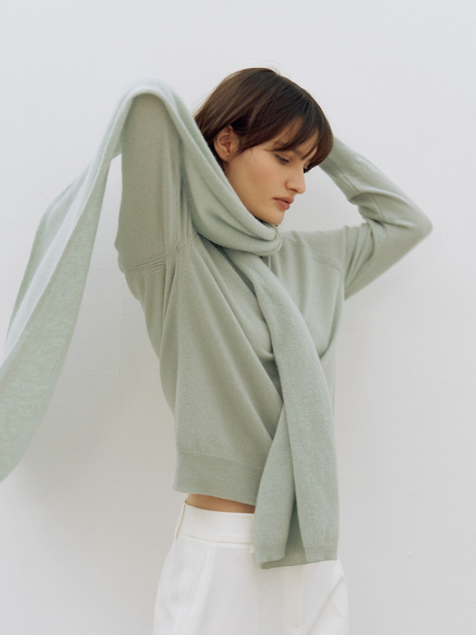 Cashmere 100% Knit Muffler Mint