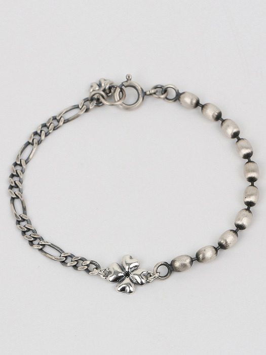 Clover mix chain (black) (925 silver)