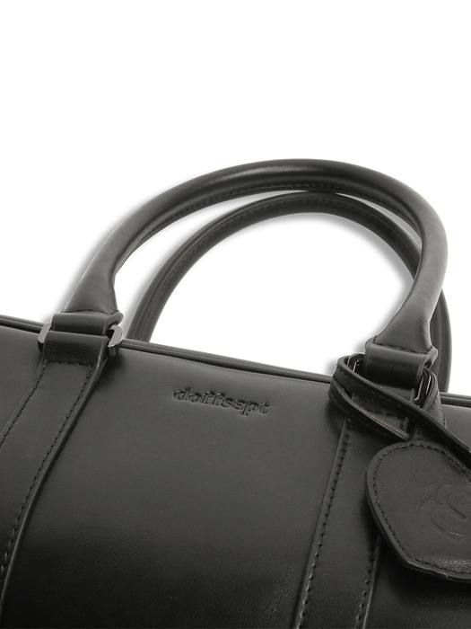 Vegan Leather Bowling Bag in Black