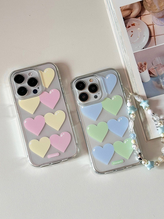 Cotton candy heart case  (Jelly/Jell-hard case)