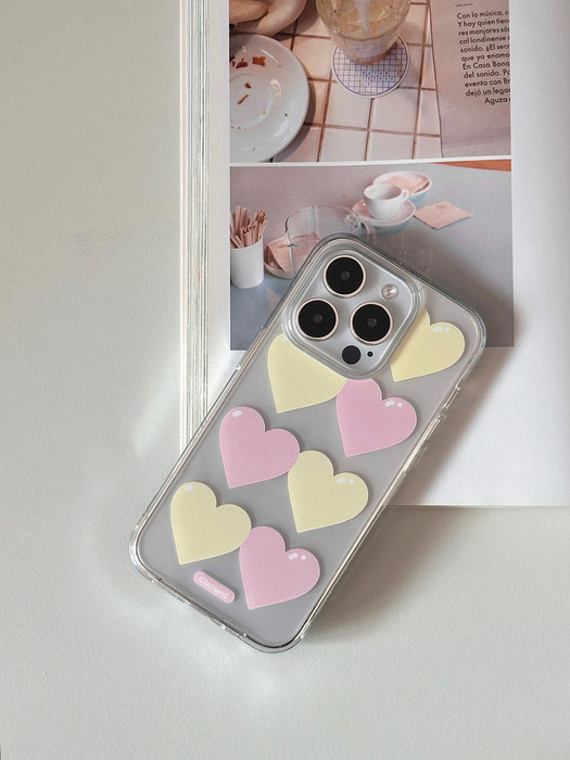 Cotton candy heart case  (Jelly/Jell-hard case)