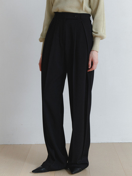 comos 1048 layered tuck wide slacks (3color)