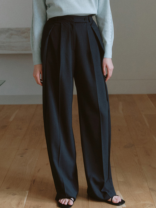 comos 1048 layered tuck wide slacks (3color)