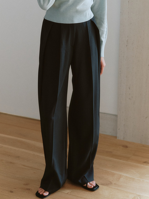 comos 1048 layered tuck wide slacks (3color)