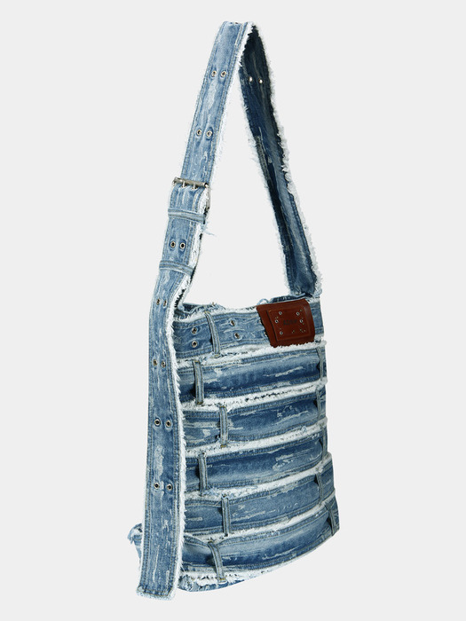 BELT DENIM MESSENGER BIG BAG aaa368u(BLUE)