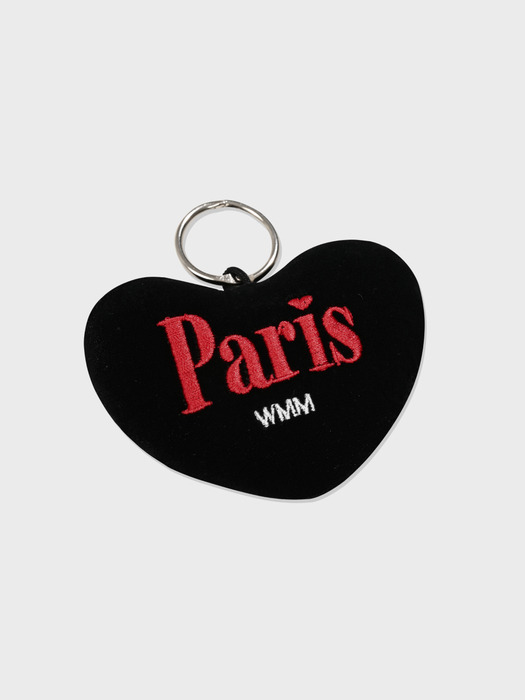 Paris Heart Keyring - Black