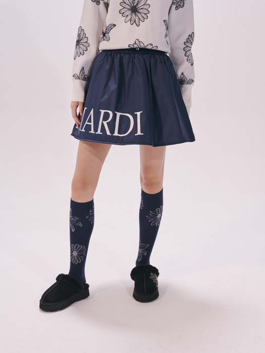 PADDED FLARE SKIRT_NAVY IVORY