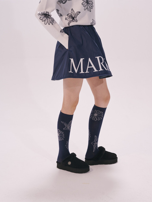 PADDED FLARE SKIRT_NAVY IVORY