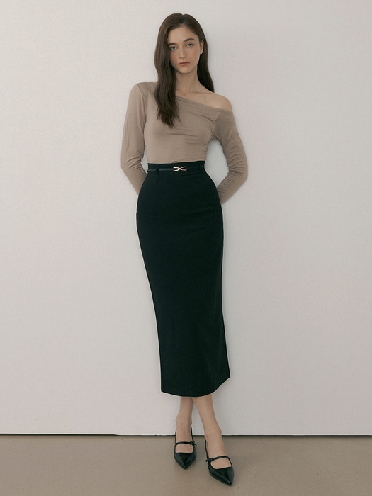 MOR CLASSIC MAXI SLIT SKIRT BLACK