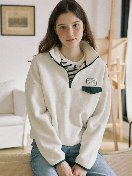 Comfy Fleece Half zip up - Ivory