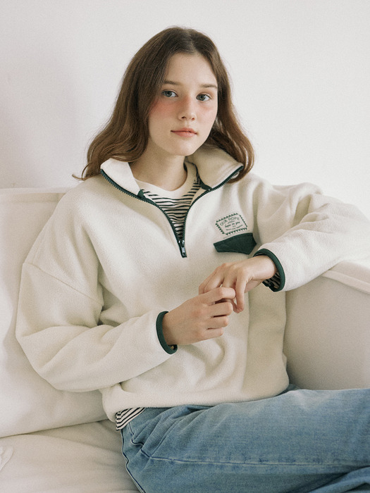 Comfy Fleece Half zip up - Ivory