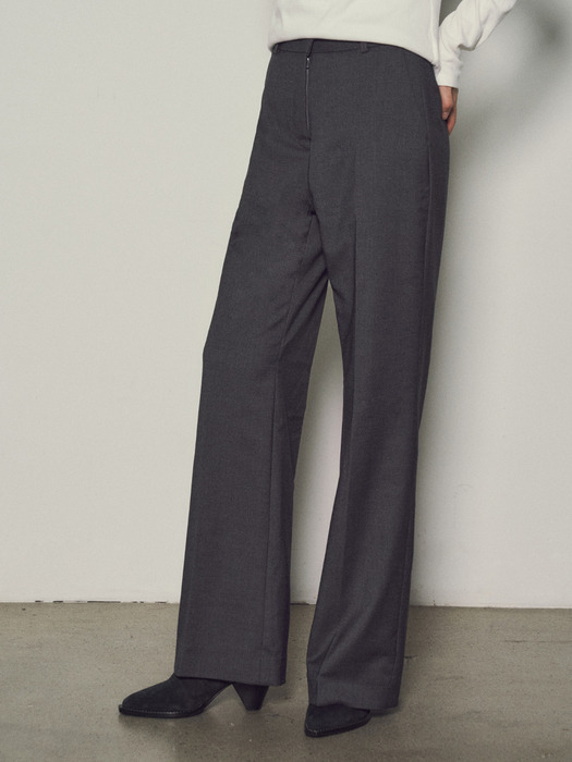 Wool Blend No Tuck Boots Cut Slacks_CTB528(Charcoal)