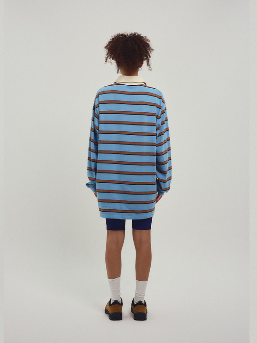 Menasoo Stripe Rugby T Shirt_Skyblue