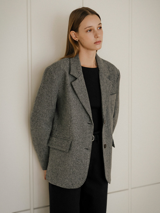 Herringbone wool jacket_Gray