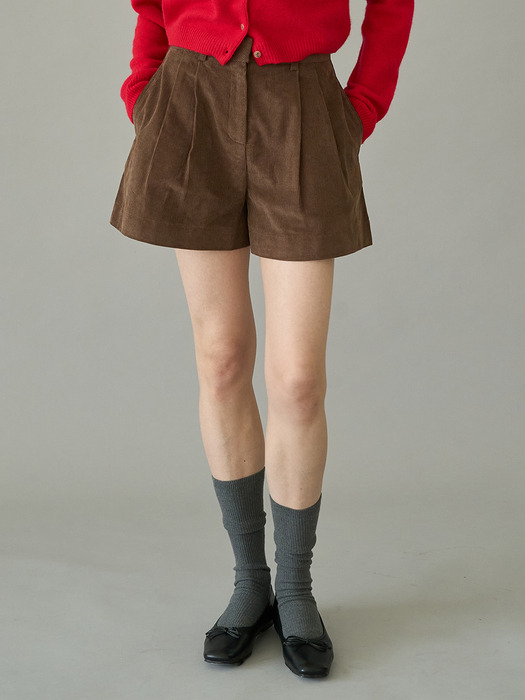 Corduroy short pants_brown