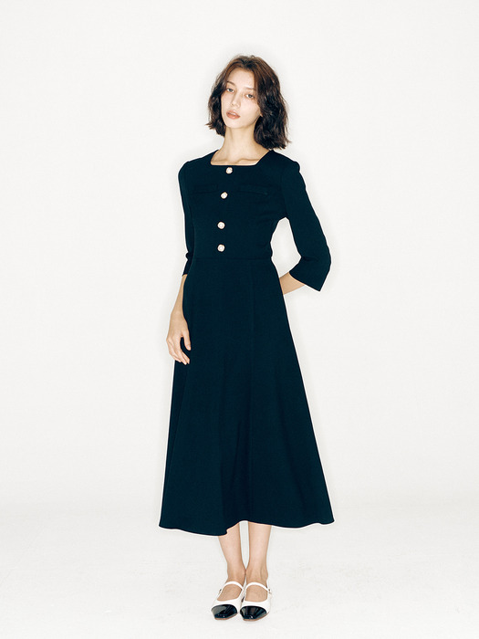 Square Neck Sleeve Dress