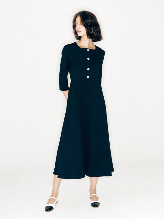 Square Neck Sleeve Dress