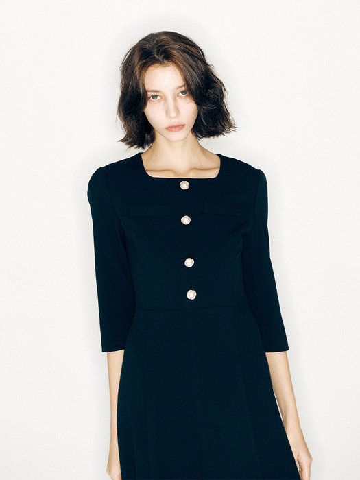 Square Neck Sleeve Dress