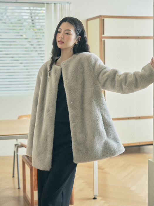 에코 밍크 하프 코트 (eco mink half coat) (4COL) Y4O007