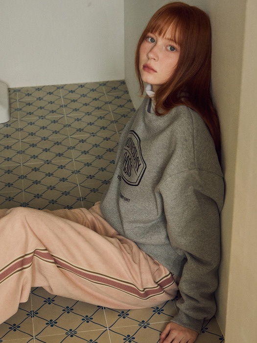 [단독][기모]Signature Fleece sweatshirt_Melange gray