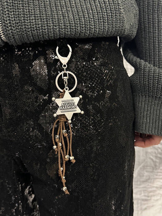 Vintage Leather Sheriff Keyring / 2color