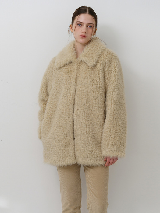 Wool Faux fur jacket - Beige