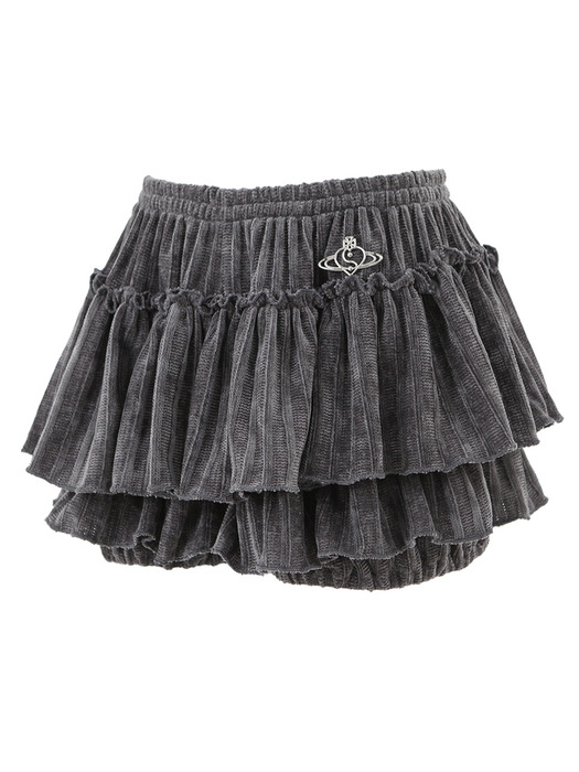 BUTTER SKIRT IN DARK GREY (니트 캉캉 스커트)