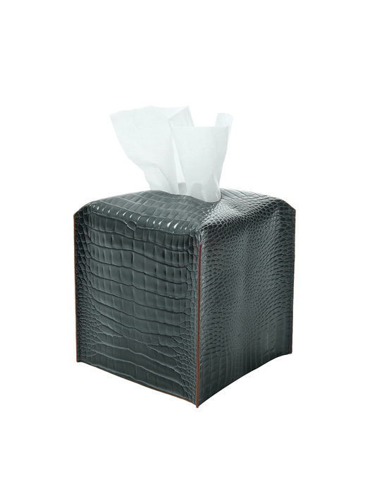 Tissue Case Black Crocodile Pattern (티슈 케이스 블랙 악어패턴)