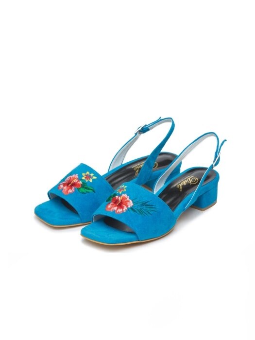 new blue hibiscus needlepoint sandles 하비스커스자수 샌들