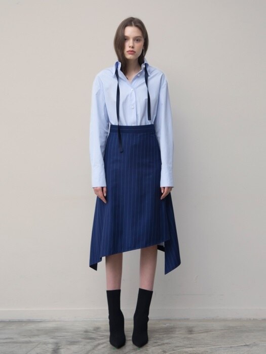 Side Pocket Shirts Dress (Blue)