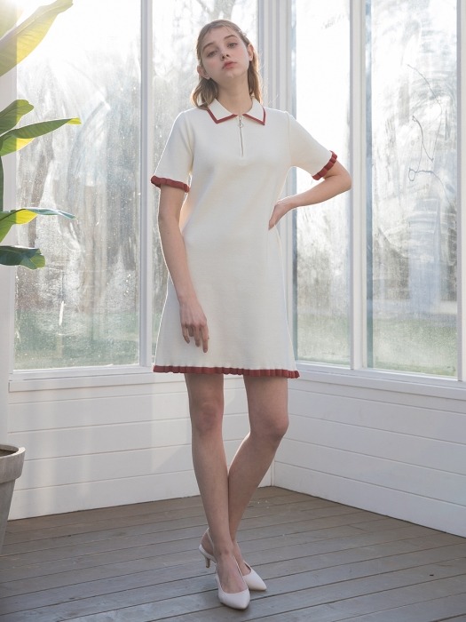 Frill Knit Dress Ivory